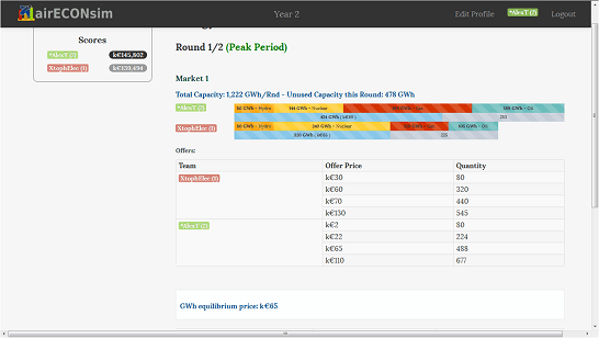 Energy Game: electricity sales on the wholesale market